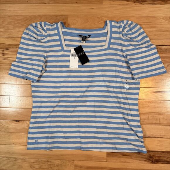 NWT Lauren Ralph Lauren Women's Mid Sleeve Cottage Shirt Size Large MSRP $79.50 - Picture 1 of 8